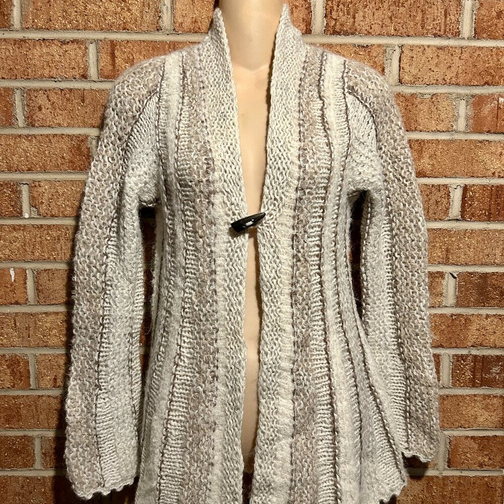 Peruvian Connection Striped One Button Front Cardigan Sweater XS